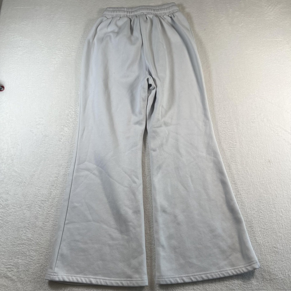Brandy Melville Pants Womens S White Wide Leg Flare Sweatpants Drawstring Lounge - Picture 6 of 7
